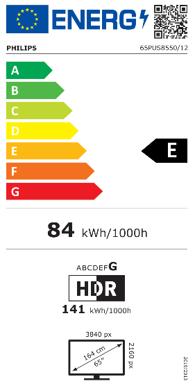 65pus8550-12 Energim�rke